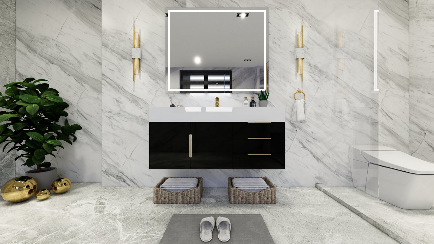 Bethany 48" Floating Modern Vanity in Gloss Black