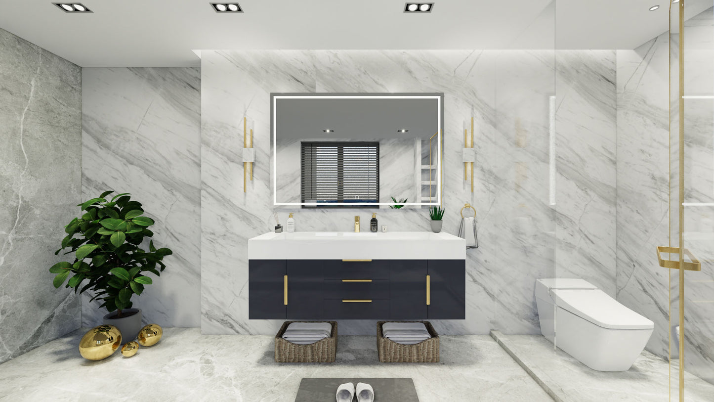 Bethany 60" Floating Vanity in Glossy Gray