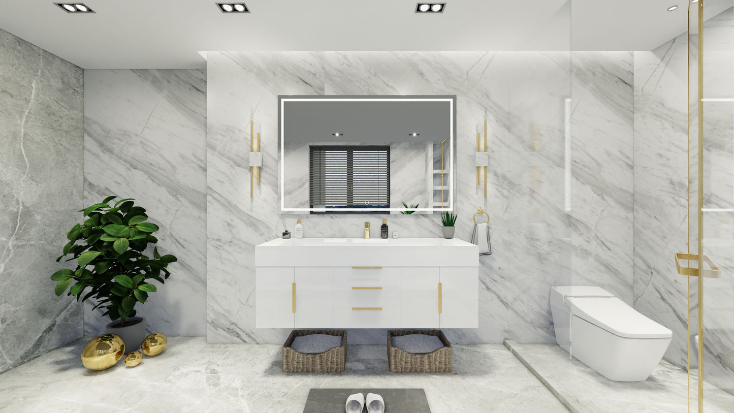 Bethany 60" Floating Vanity in Gloss White