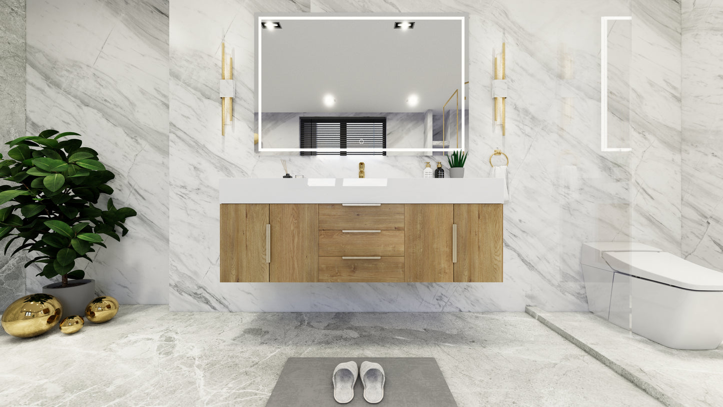 Bethany 60" Floating Modern Vanity in Teak Oak