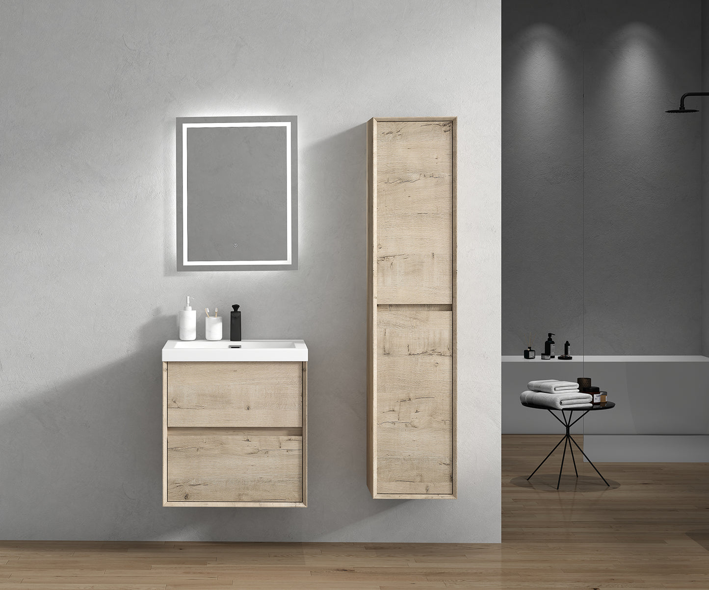 Kingdee 14" Light Oak Linen Side Cabinet