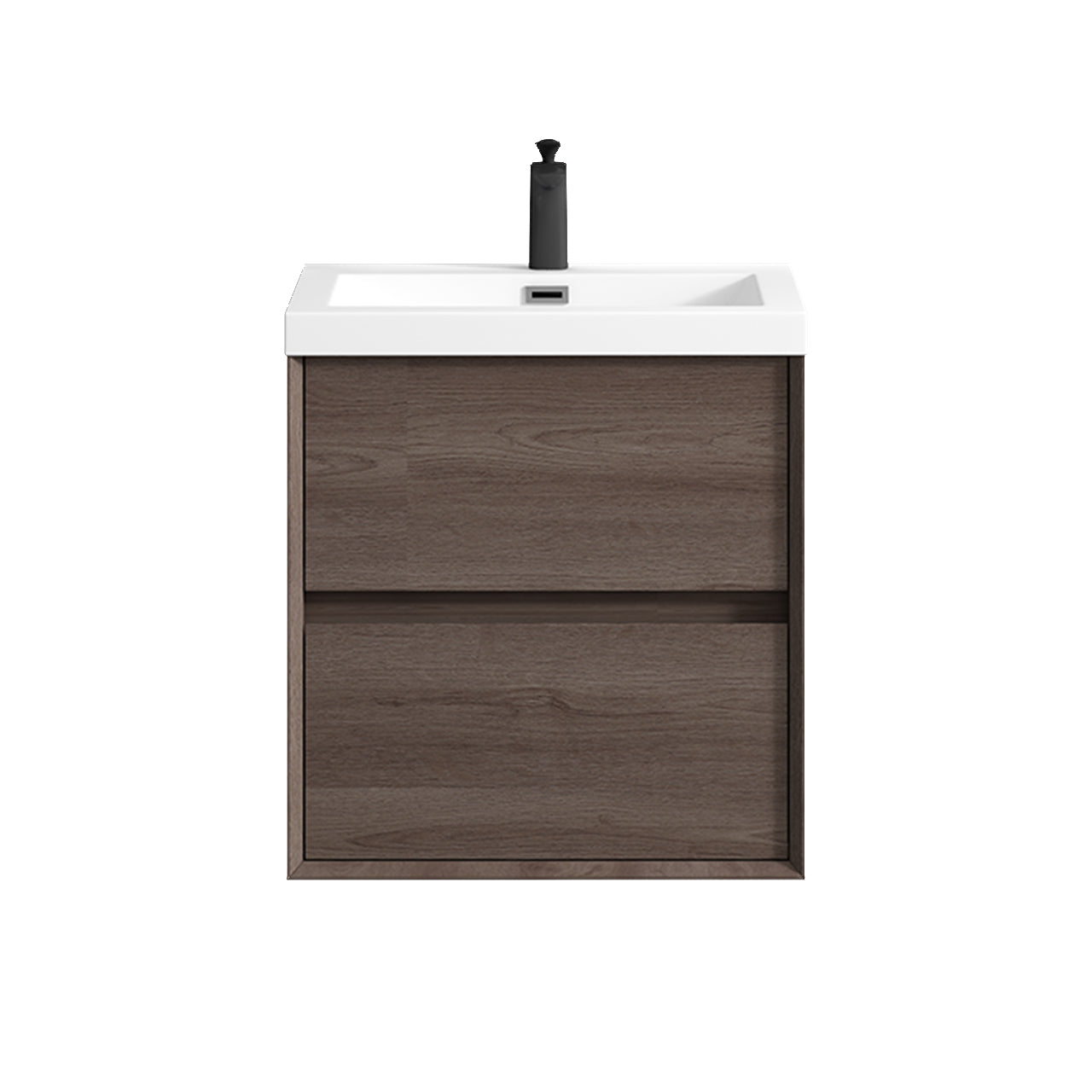 Kingdee 24" Red Oak Wall Mounted Vanity with Reinforced Acrylic Sink