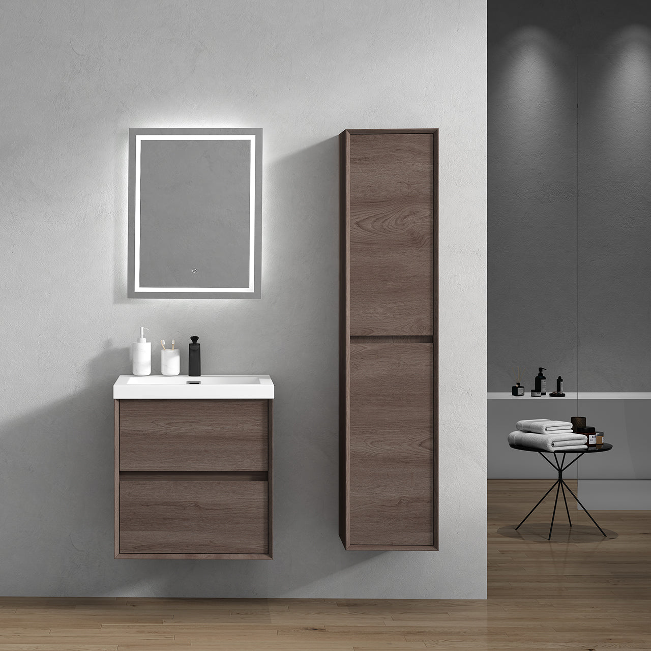 Kingdee 14" Red Oak Linen Side Cabinet