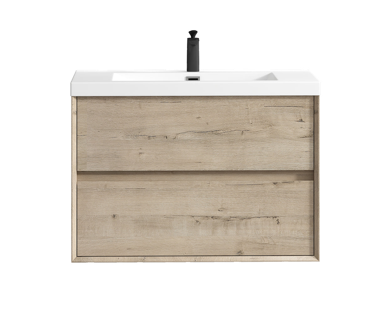 Kingdee 36" Light Oak Wall Mounted Vanity with Reinforced Acrylic Sink