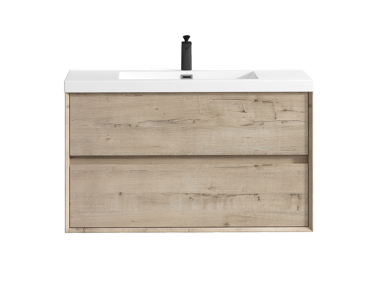 Kingdee 42" Light Oak Wall Mounted Vanity with Reinforced Acrylic Sink