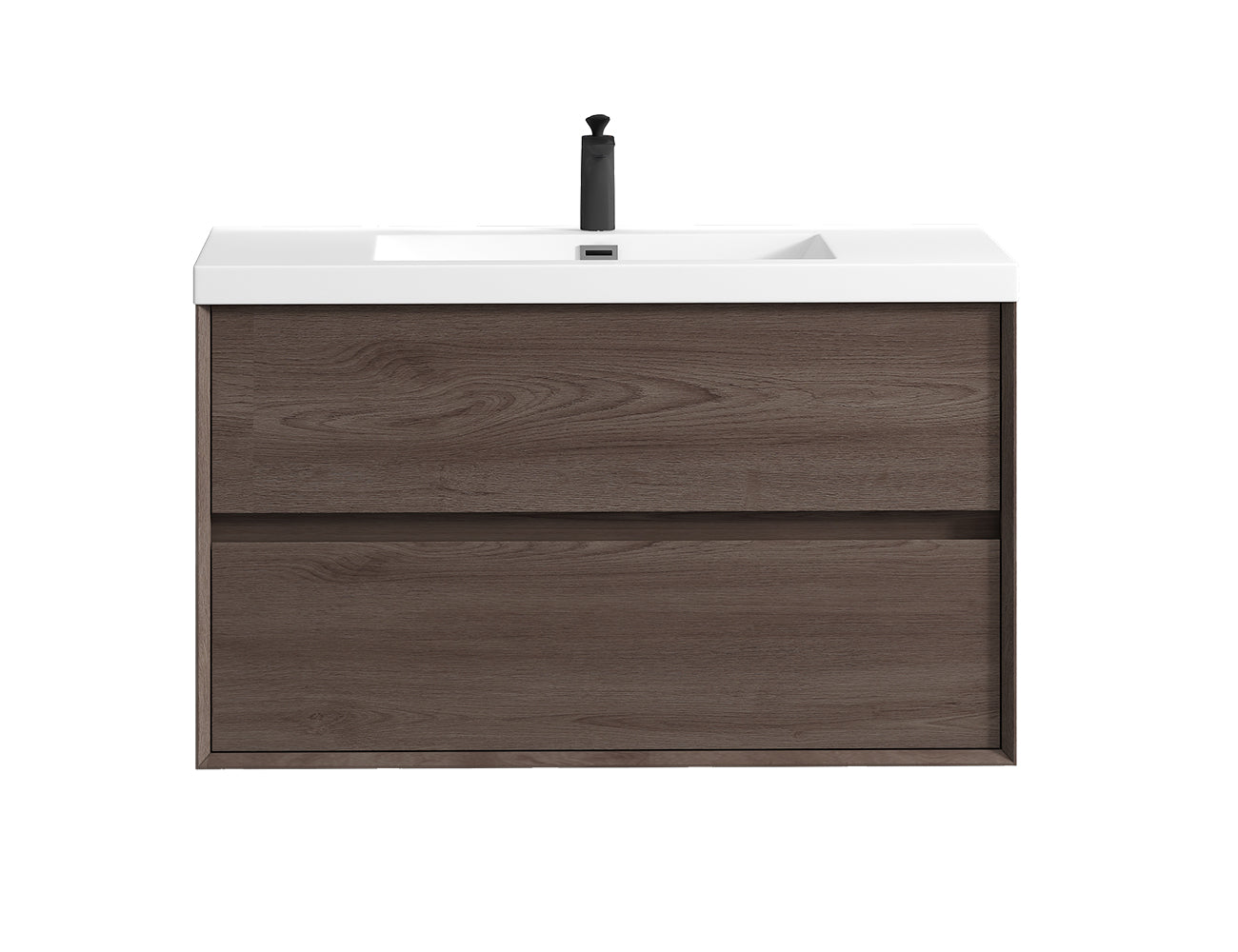 Kingdee 42" Red Oak Wall Mounted Vanity with Reinforced Acrylic Sink