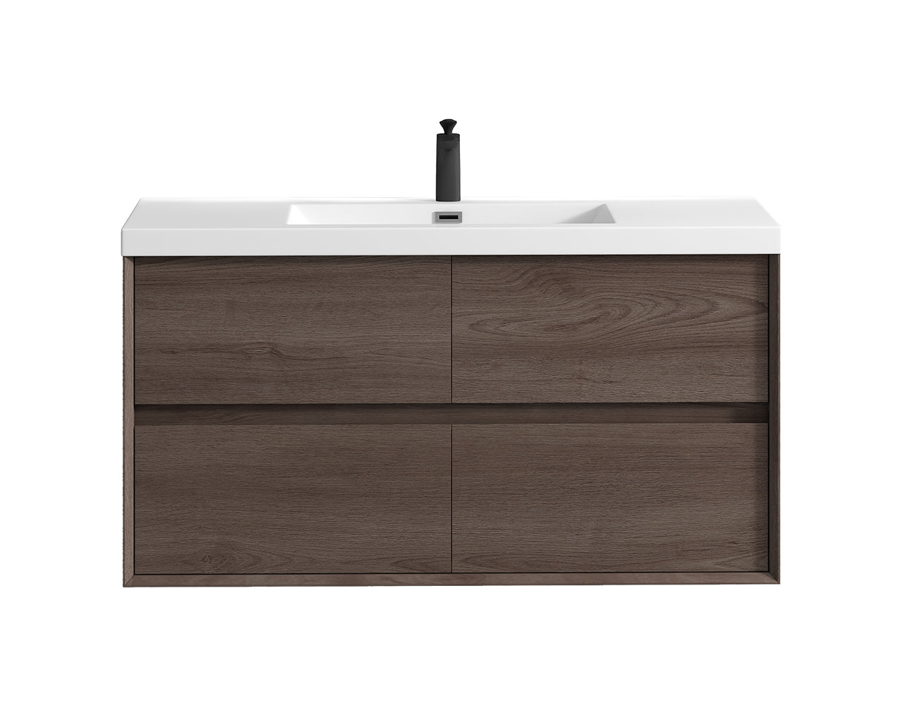 Kingdee 48" Red Oak Wall Mounted Vanity with Reinforced Acrylic Sink