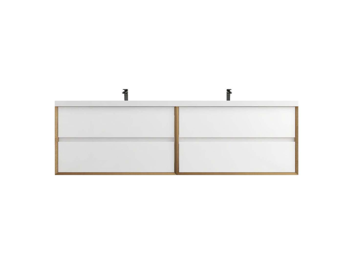 Kingdee 72" Glossy White Wall Mounted Vanity with Reinforced Acrylic Sinks