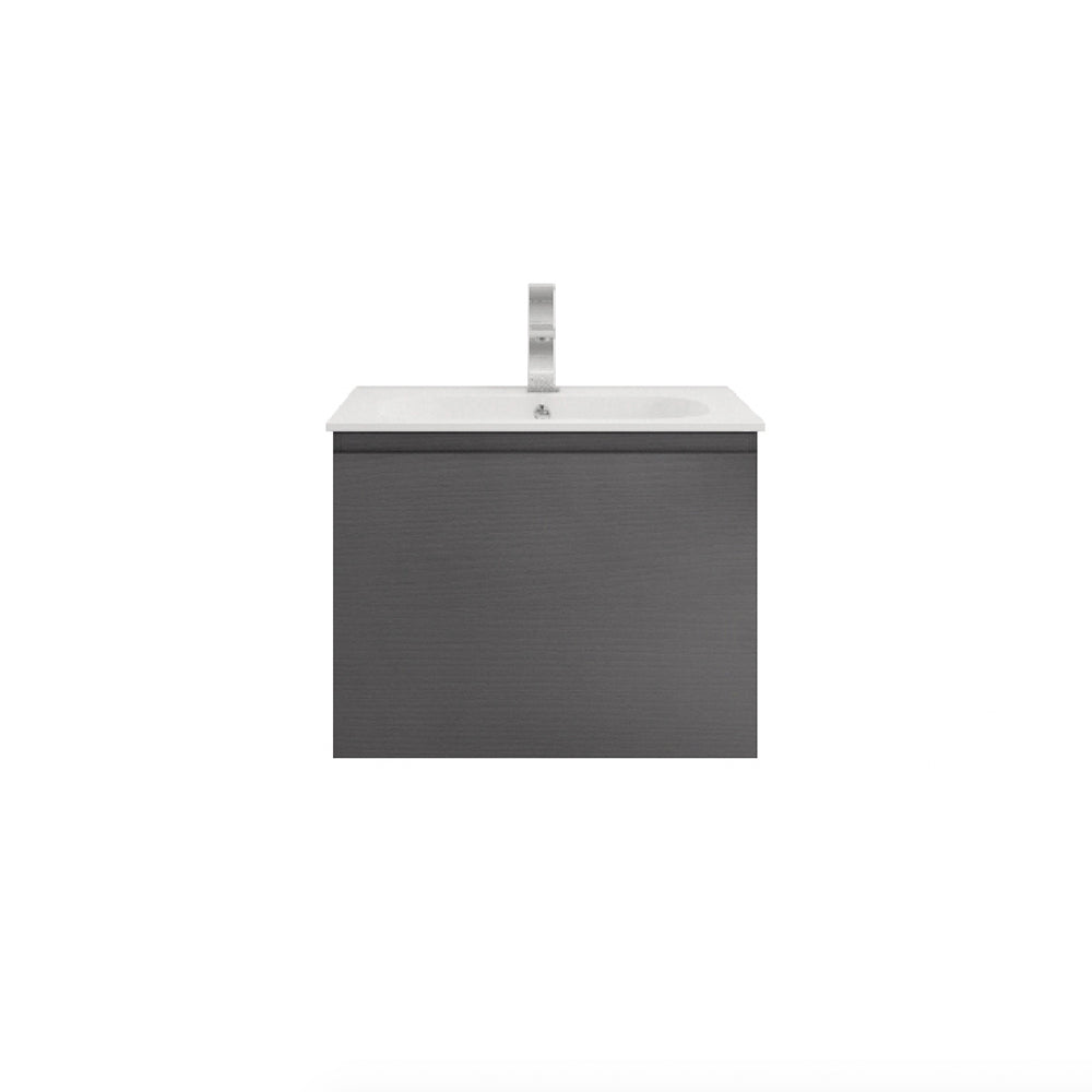 Aipo 24" Dark Gray Oak Wall Mounted Vanity with Reinforced Acrylic Sink