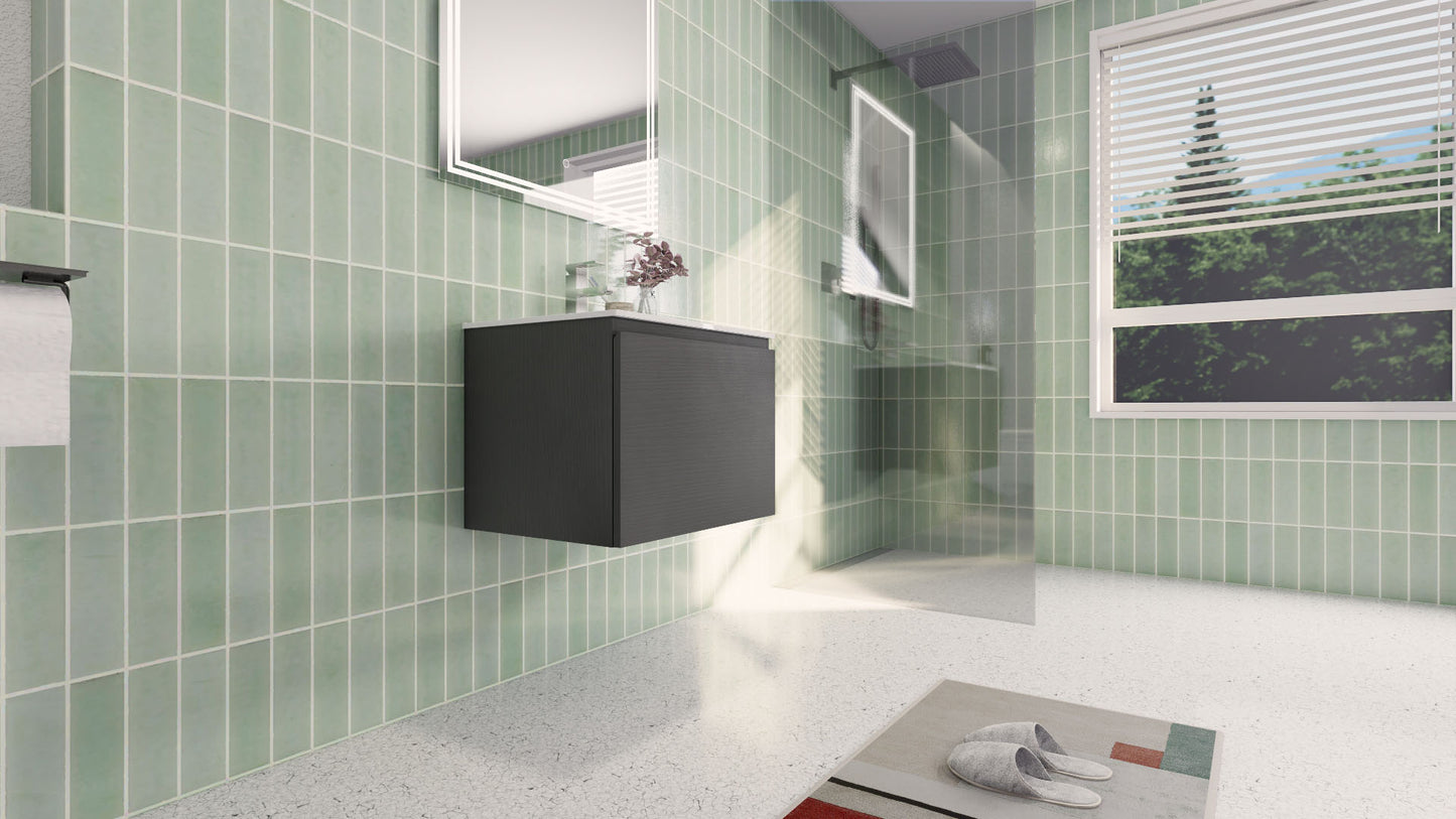Aipo 24" Dark Gray Oak Wall Mounted Vanity with Reinforced Acrylic Sink