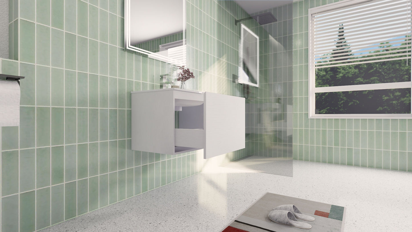 Aipo 24" Matte White Wall Mounted Vanity with Reinforced Acrylic Sink