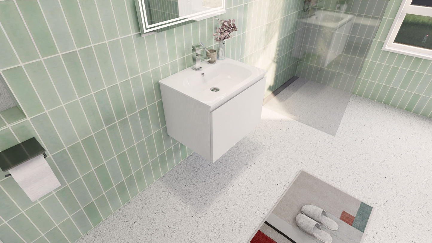 Aipo 24" Matte White Wall Mounted Vanity with Reinforced Acrylic Sink