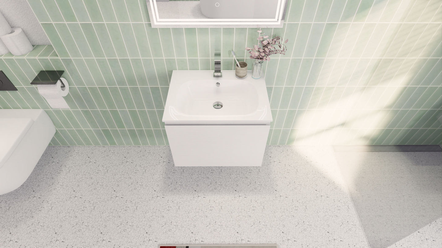 Aipo 24" Matte White Wall Mounted Vanity with Reinforced Acrylic Sink