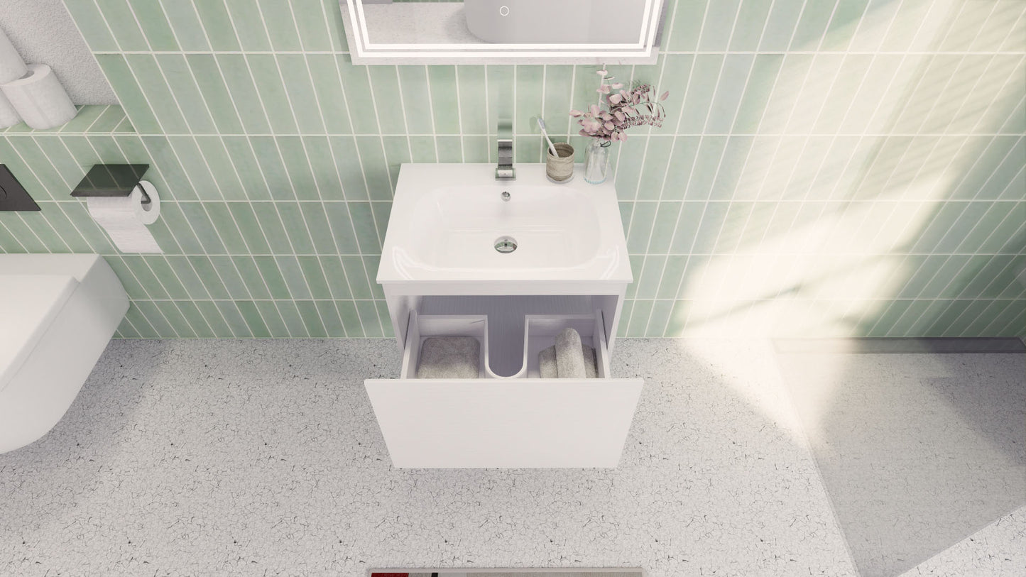 Aipo 24" Matte White Wall Mounted Vanity with Reinforced Acrylic Sink