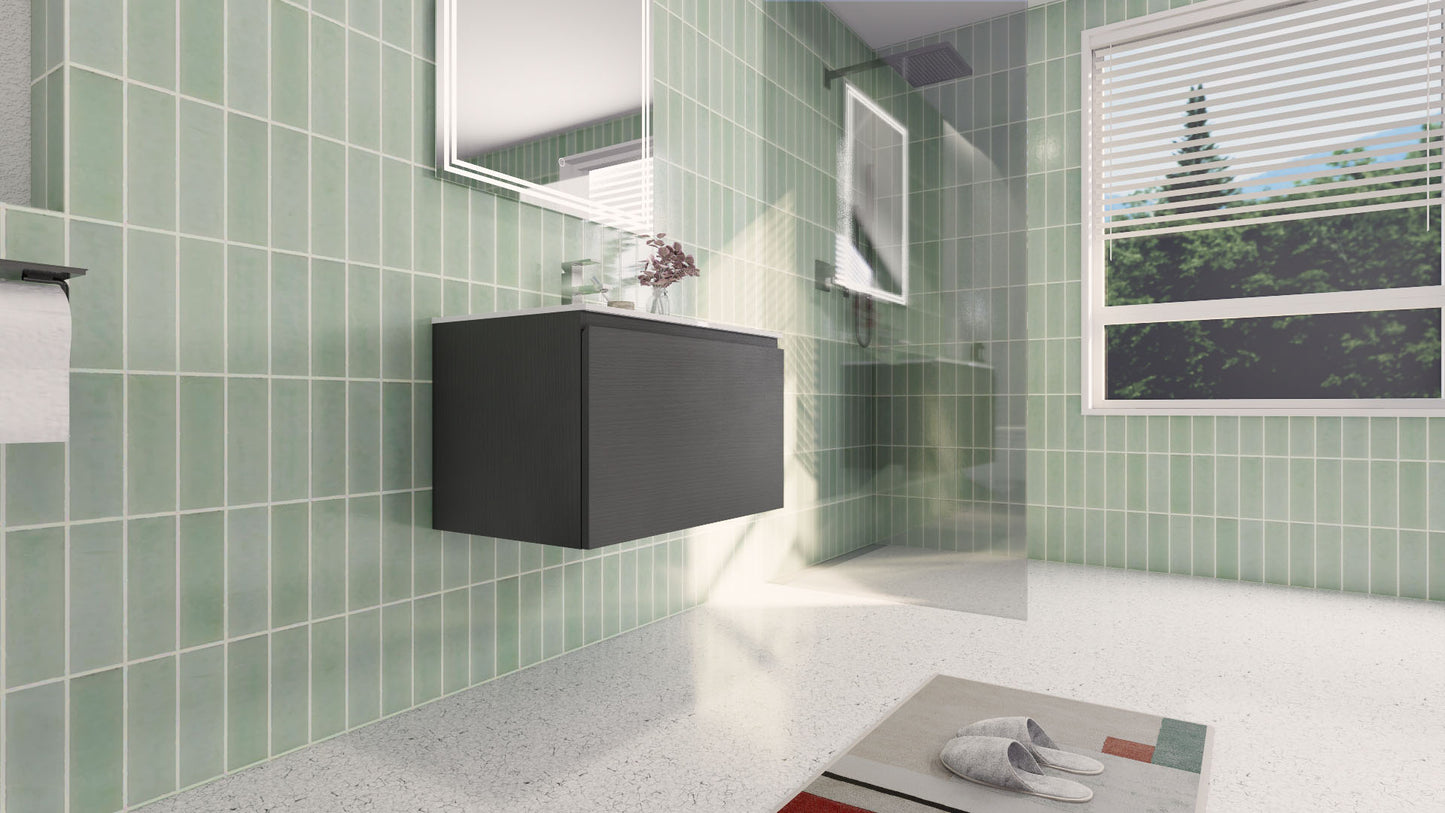 Aipo 30" Dark Gray Oak Wall Mounted Vanity with Reinforced Acrylic Sink