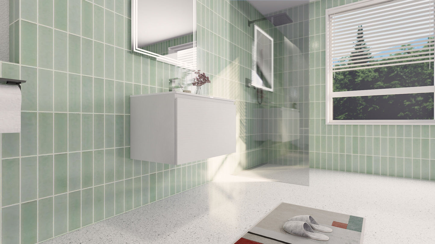 Aipo 30" Matte White Wall Mounted Vanity with Reinforced Acrylic Sink