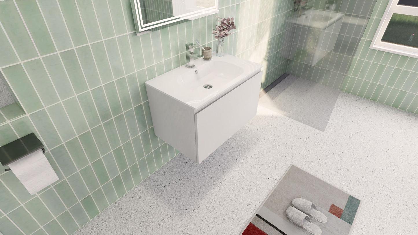 Aipo 30" Matte White Wall Mounted Vanity with Reinforced Acrylic Sink