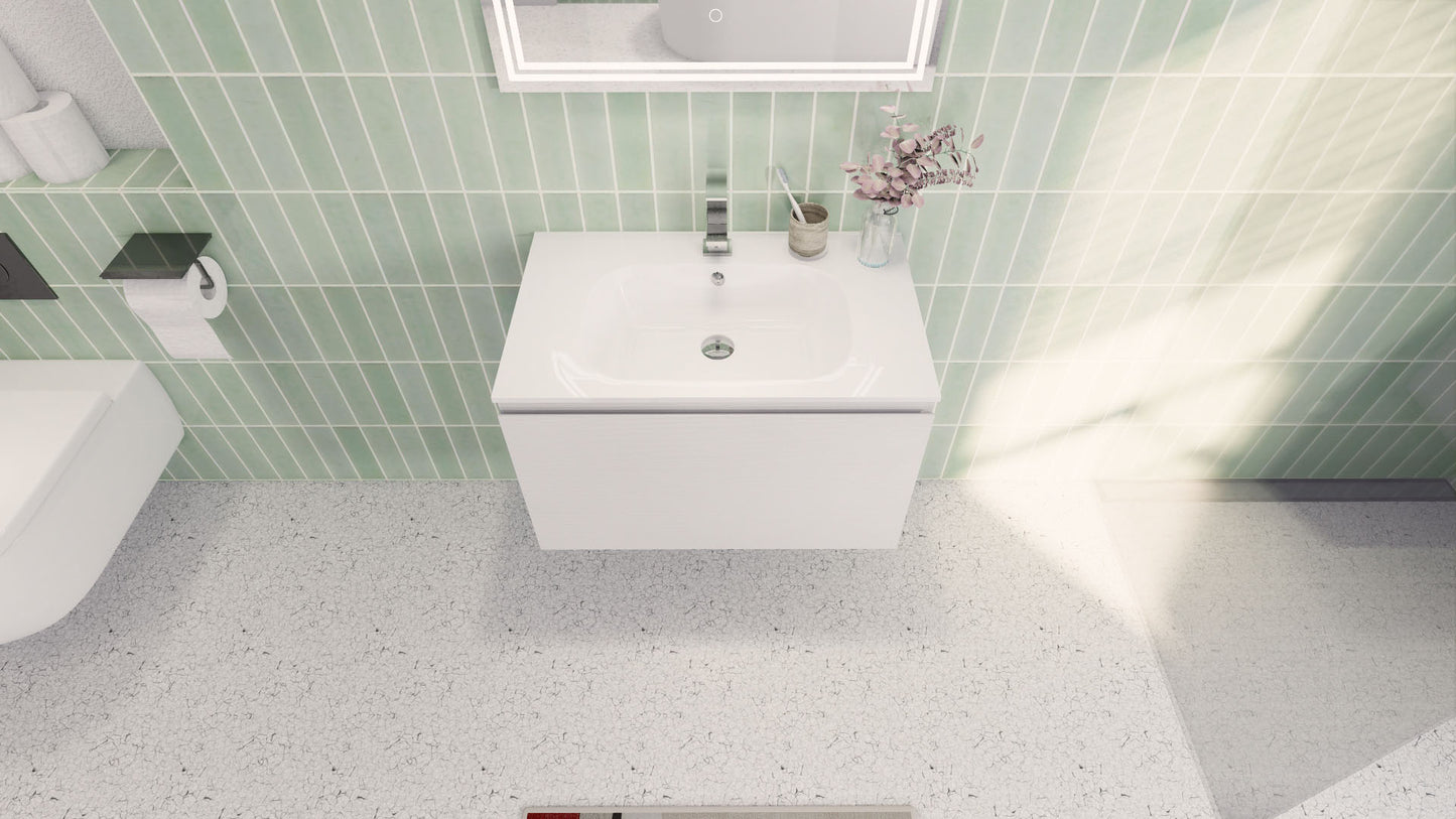 Aipo 30" Matte White Wall Mounted Vanity with Reinforced Acrylic Sink