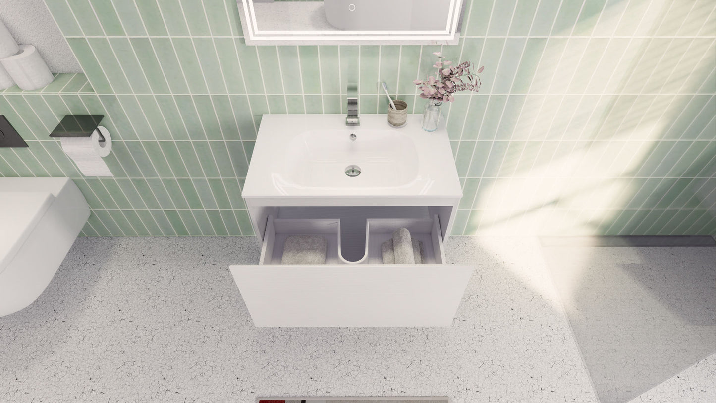 Aipo 30" Matte White Wall Mounted Vanity with Reinforced Acrylic Sink