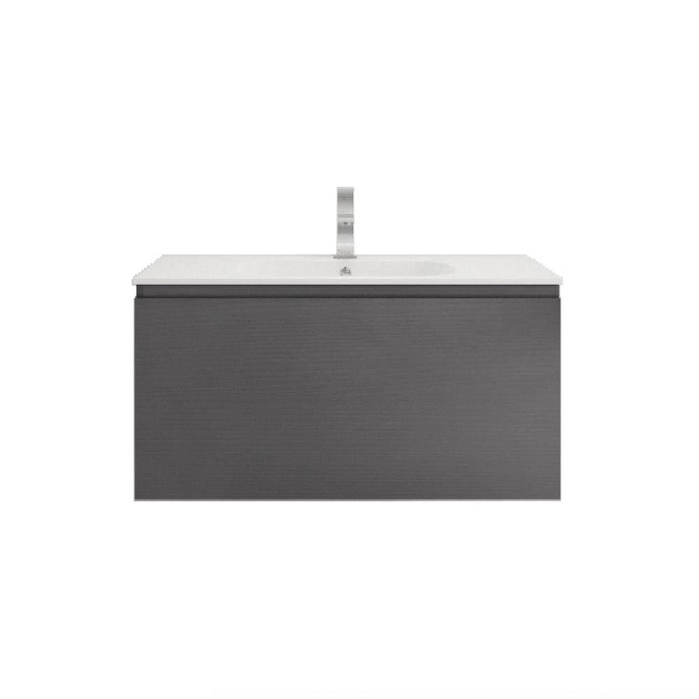 Aipo 36" Dark Gray Oak Wall Mounted Vanity with Reinforced Acrylic Sink