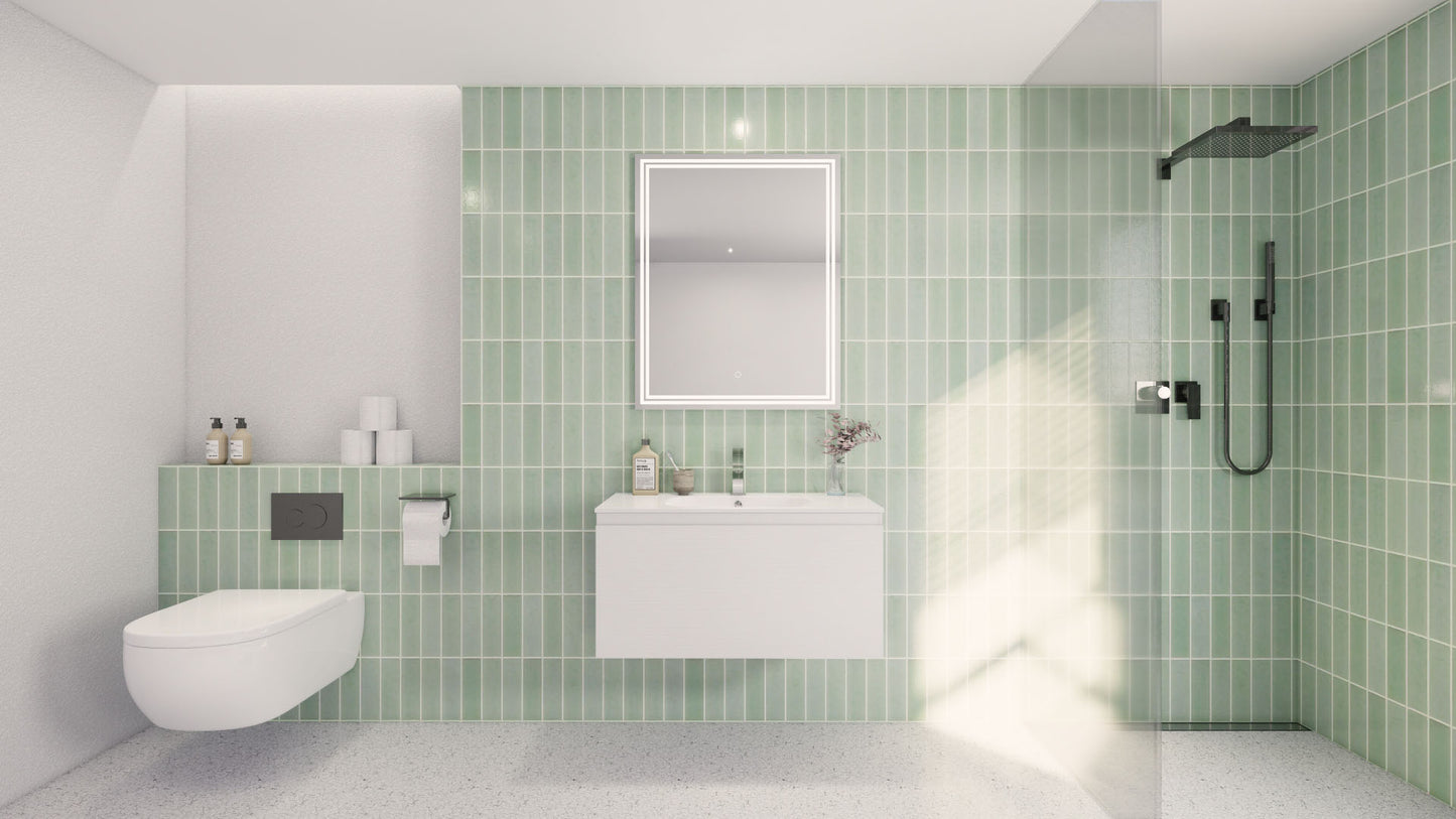 Aipo 36" Matte White Wall Mounted Vanity with Reinforced Acrylic Sink