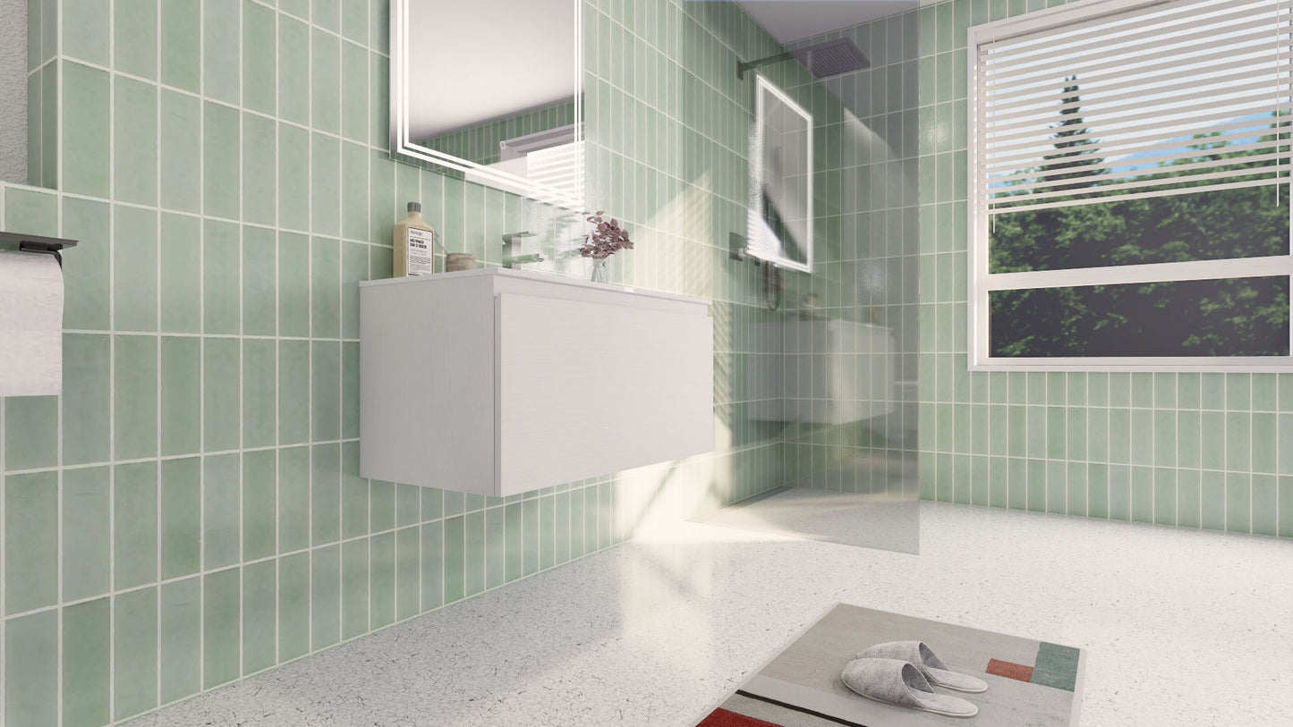 Aipo 36" Matte White Wall Mounted Vanity with Reinforced Acrylic Sink