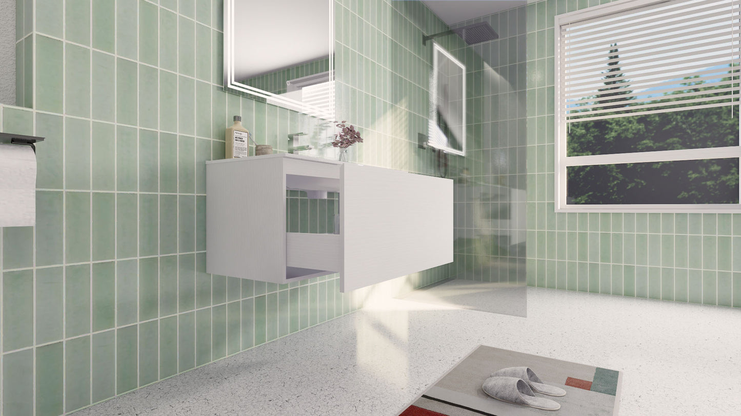 Aipo 36" Matte White Wall Mounted Vanity with Reinforced Acrylic Sink
