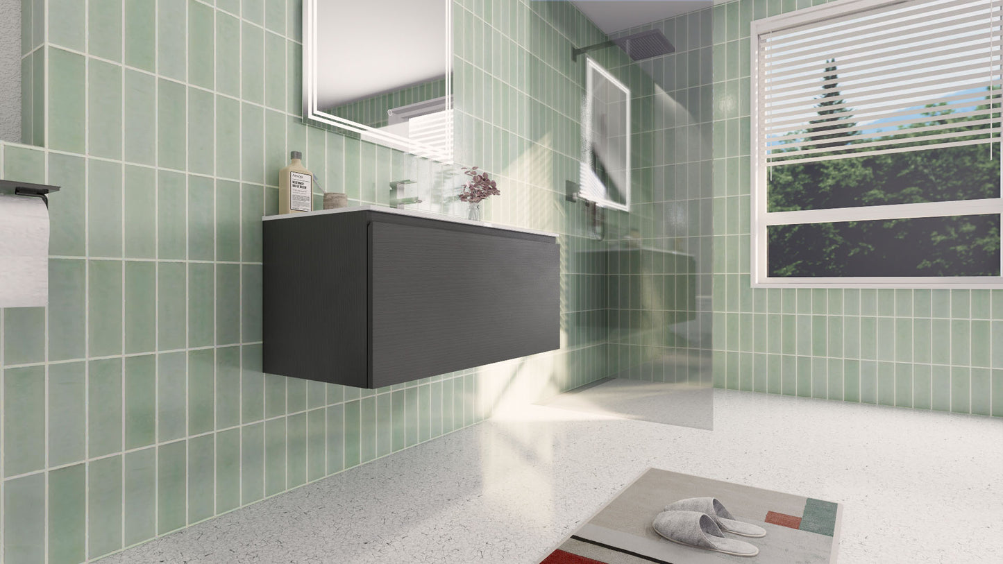 Aipo 40" Dark Gray Oak Wall Mounted Vanity with Reinforced Acrylic Sink