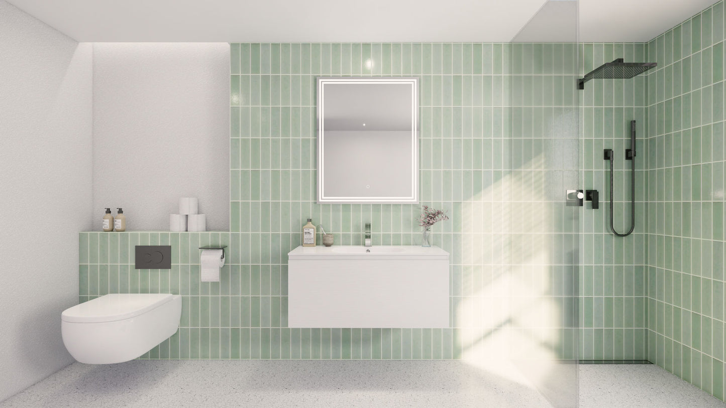 Aipo 40" Matte White Wall Mounted Vanity with Reinforced Acrylic Sink