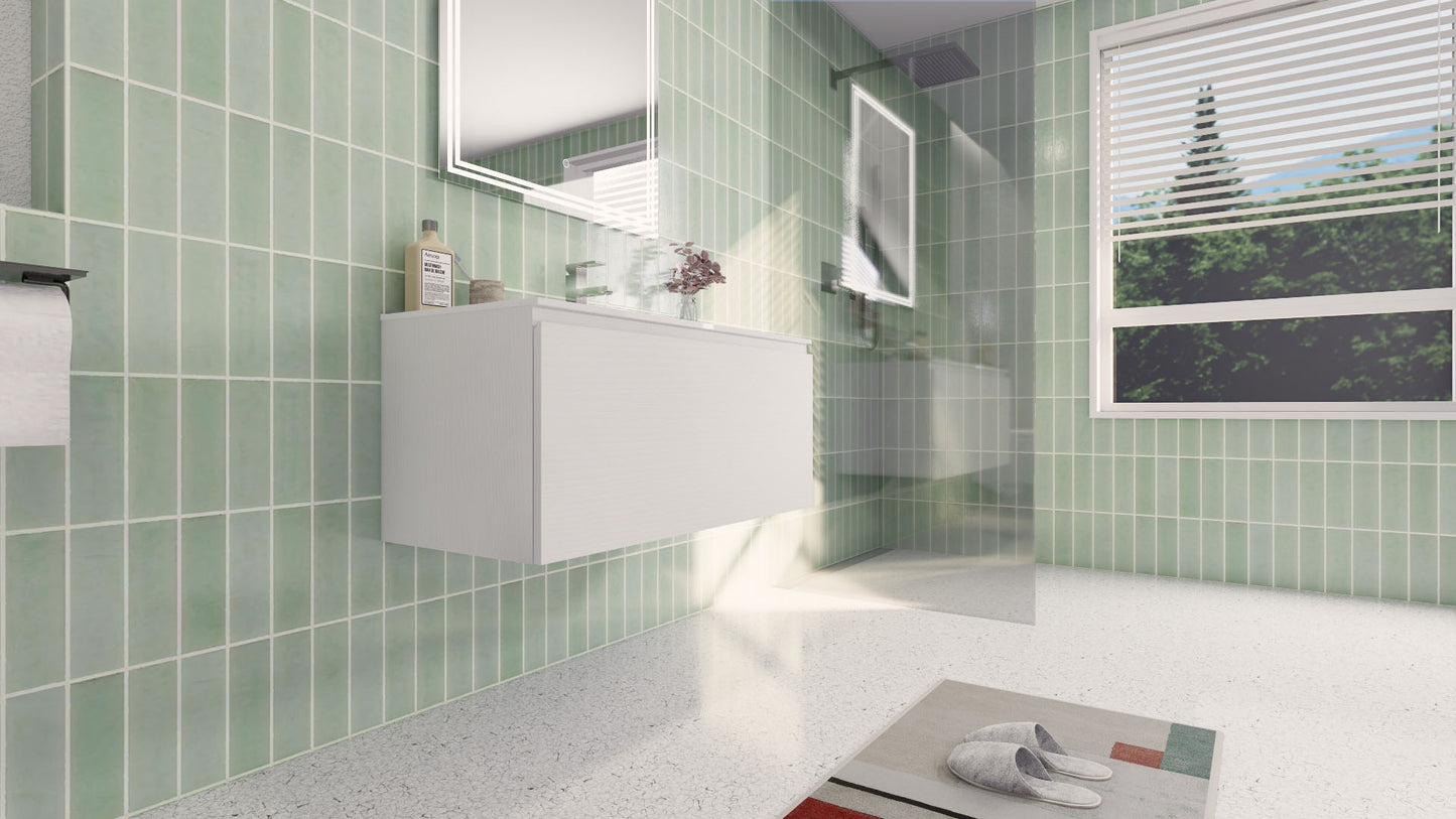 Aipo 40" Matte White Wall Mounted Vanity with Reinforced Acrylic Sink