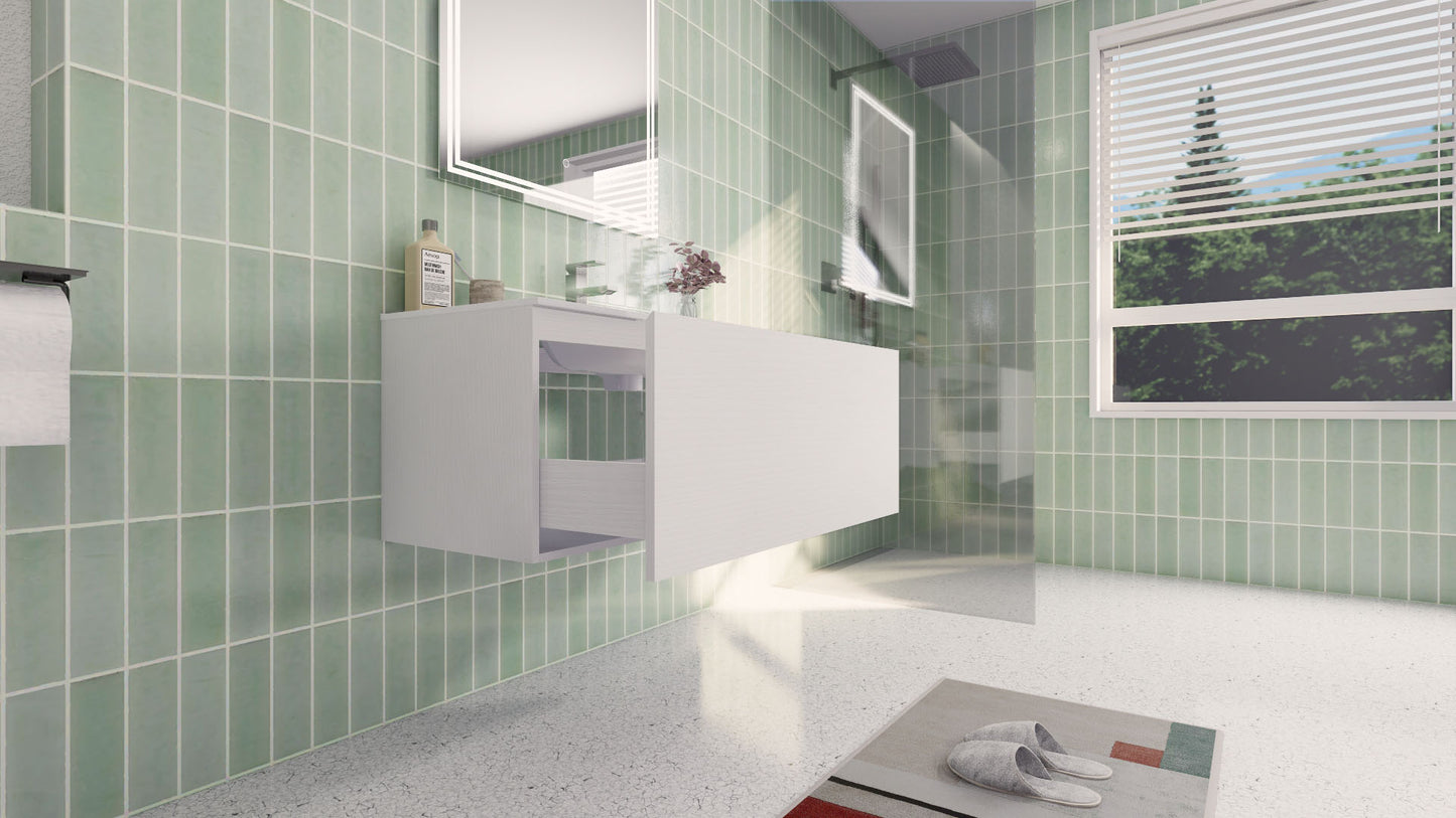 Aipo 40" Matte White Wall Mounted Vanity with Reinforced Acrylic Sink