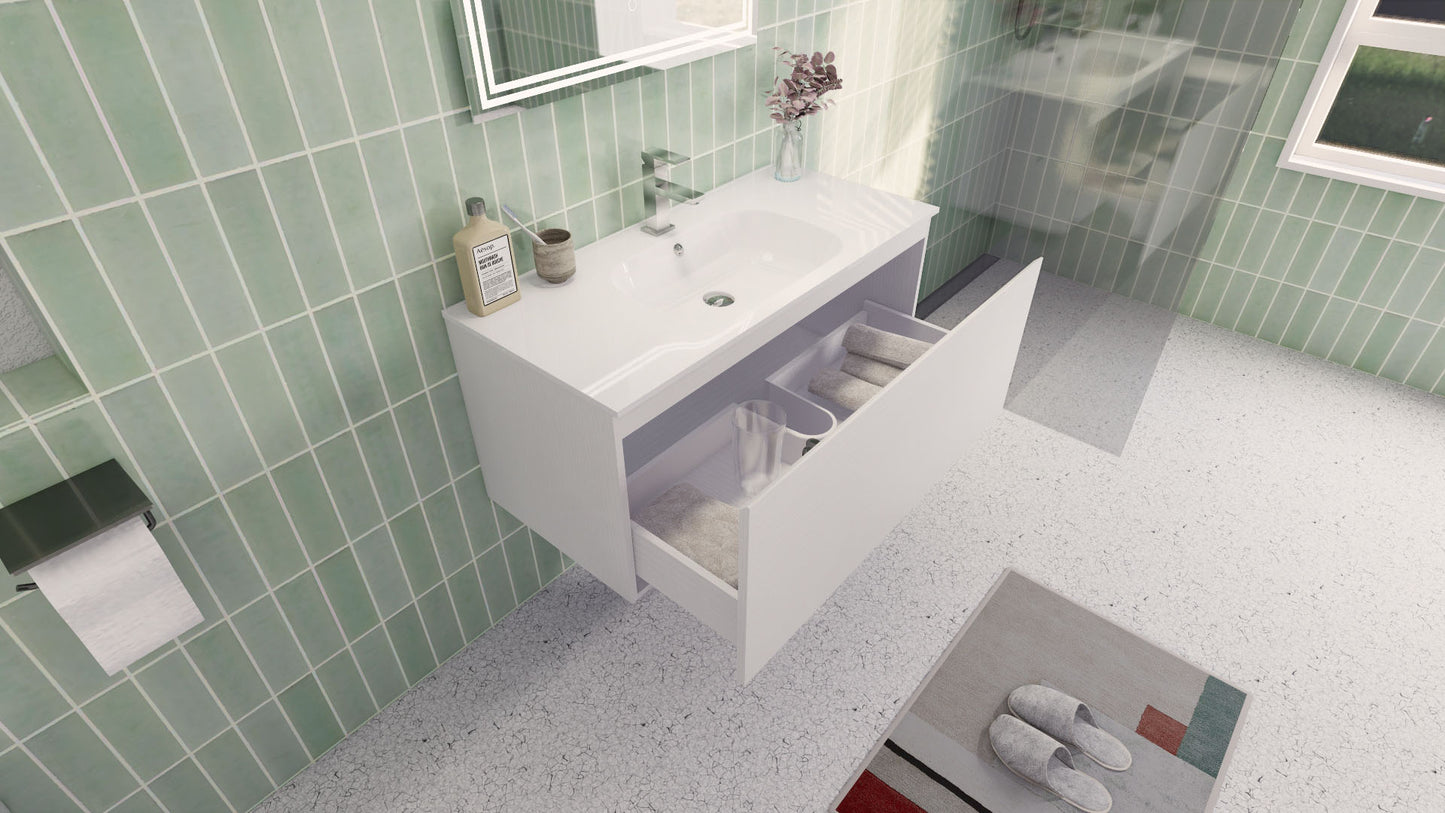 Aipo 40" Matte White Wall Mounted Vanity with Reinforced Acrylic Sink
