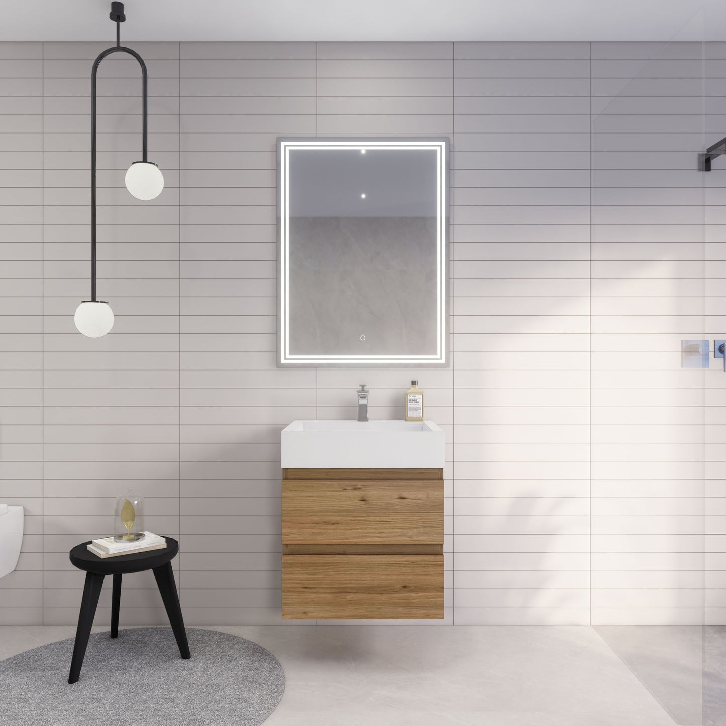 Monterey 24" Natural Oak Wall Mounted Vanity with Reinforced Acrylic Sink