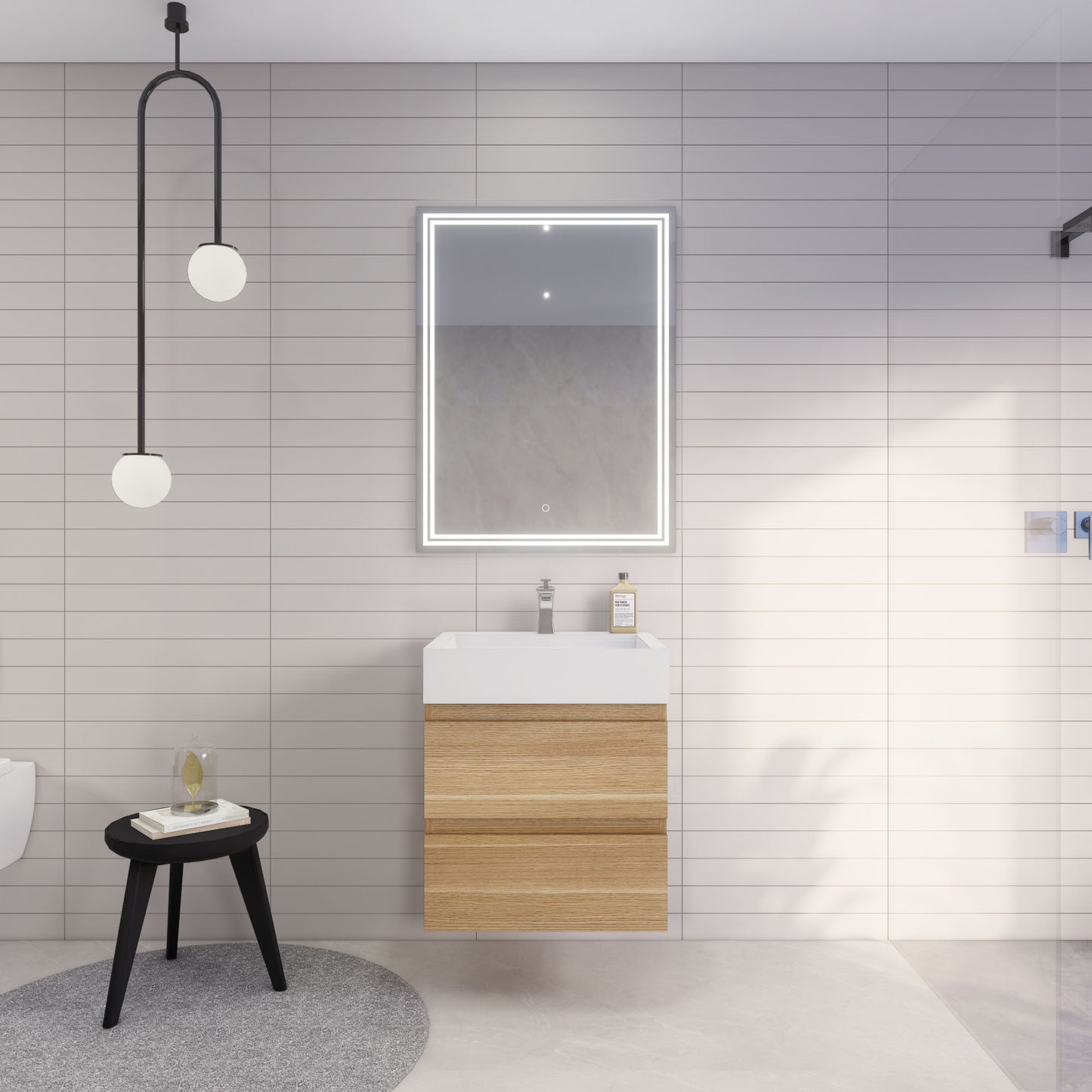Monterey 24" White Oak Wall Mounted Vanity with Reinforced Acrylic Sink