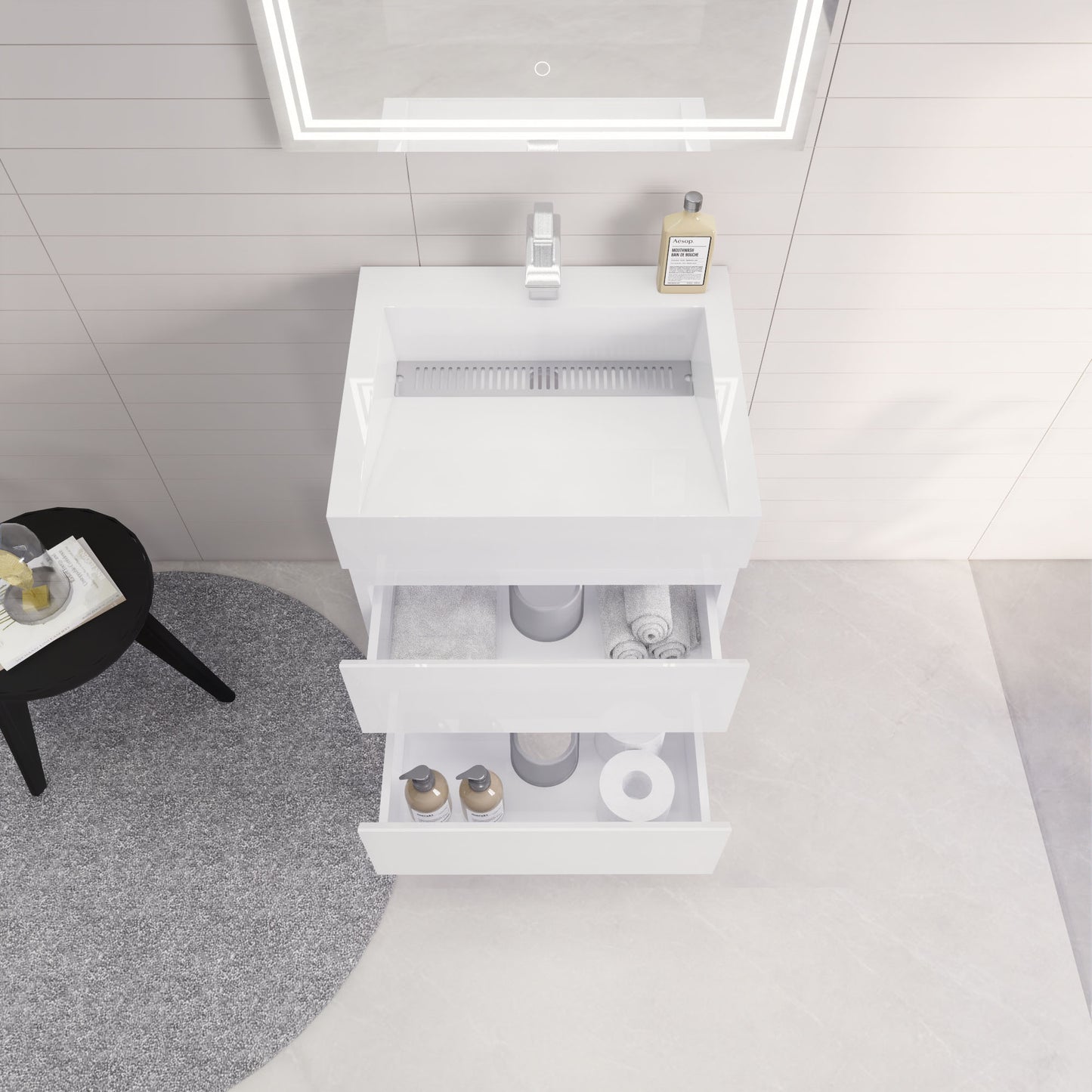 Monterey 24" Glossy White Wall Mounted Vanity with Reinforced Acrylic Sink