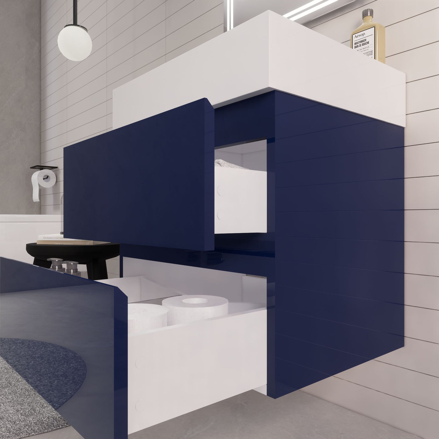 Monterey 24" Night Blue Wall Mounted Vanity with Reinforced Acrylic Sink