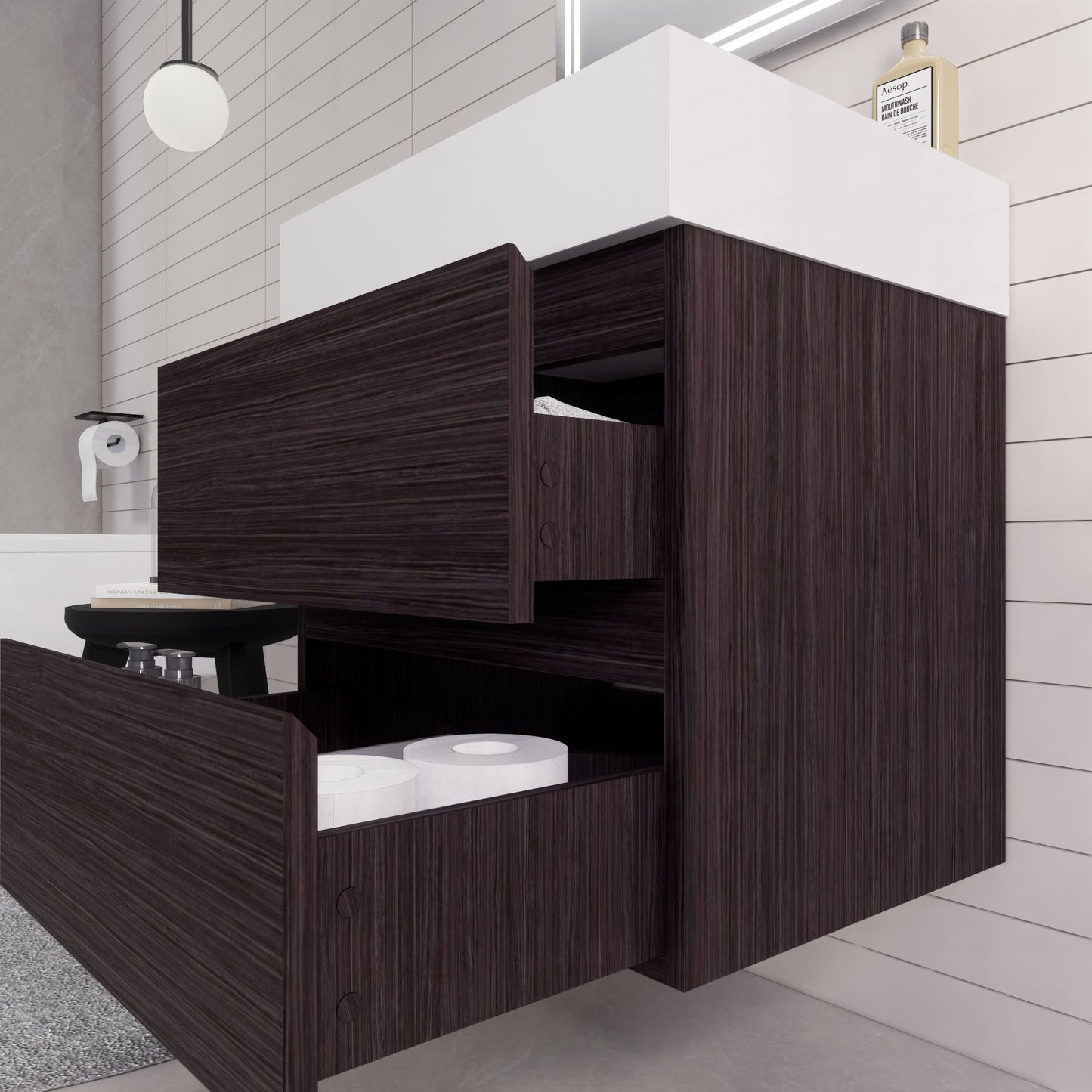 Monterey 24" Dark Gray Oak Wall Mounted Vanity with Reinforced Acrylic Sink