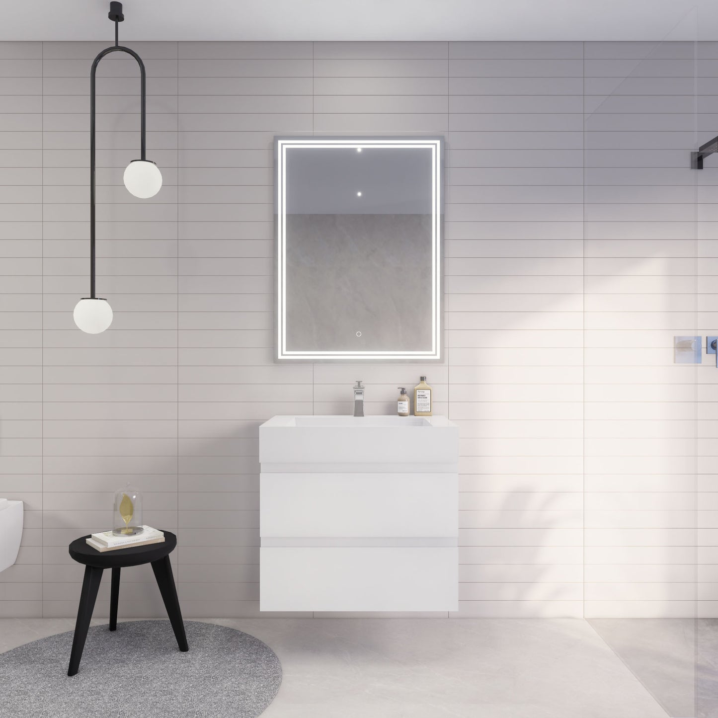 Monterey 30" Glossy White Wall Mounted Vanity with Reinforced Acrylic Sink