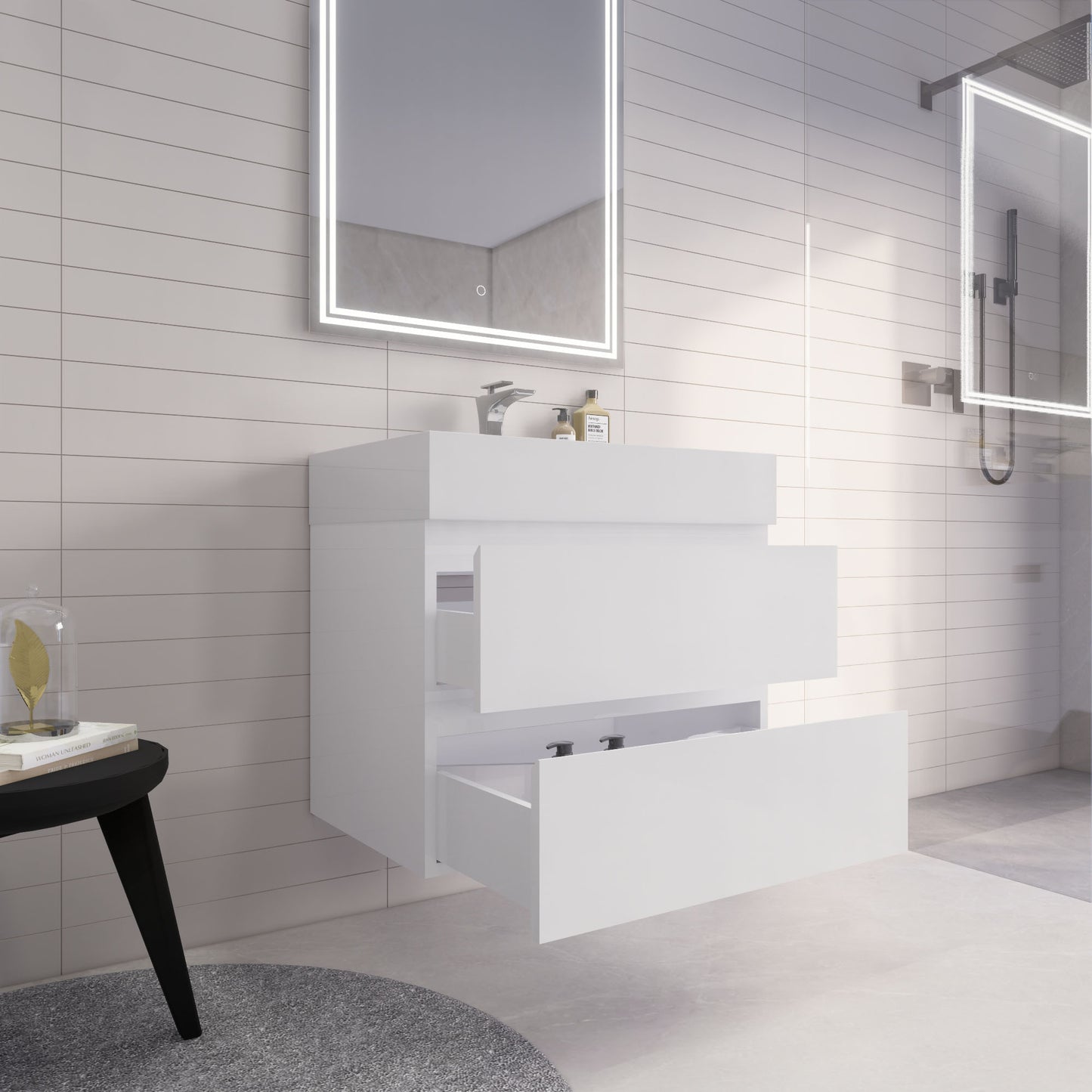 Monterey 30" Glossy White Wall Mounted Vanity with Reinforced Acrylic Sink