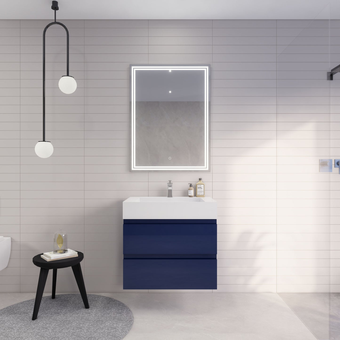 Monterey 30" Night Blue Wall Mounted Vanity with Reinforced Acrylic Sink