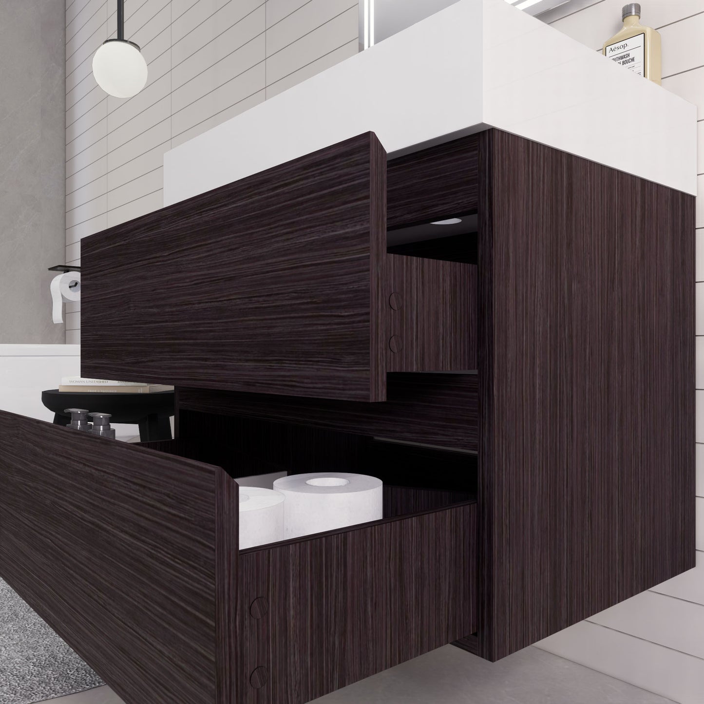 Monterey 30" Dark Gray Oak Wall Mounted Vanity with Reinforced Acrylic Sink