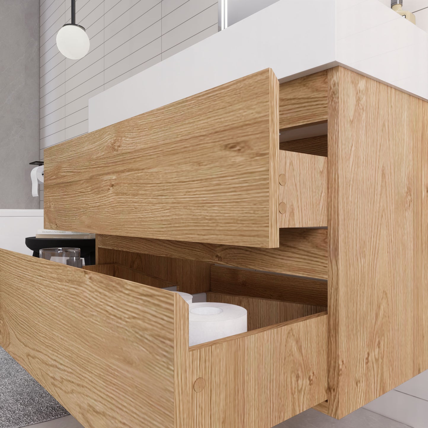 Monterey 36" New England Oak Wall Mounted Vanity with Reinforced Acrylic Sink