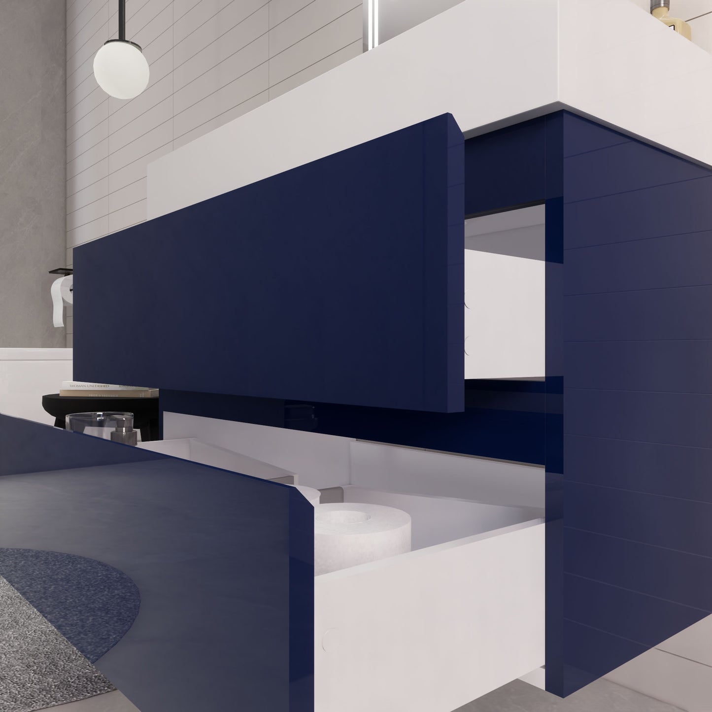 Monterey 36" Night Blue Wall Mounted Vanity with Reinforced Acrylic Sink