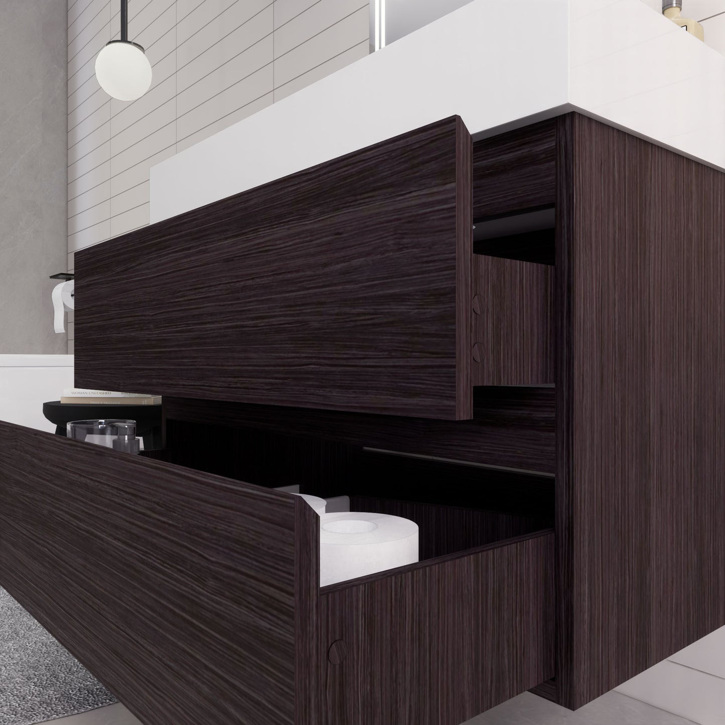 Monterey 36" Dark Gray Oak Wall Mounted Vanity with Reinforced Acrylic Sink