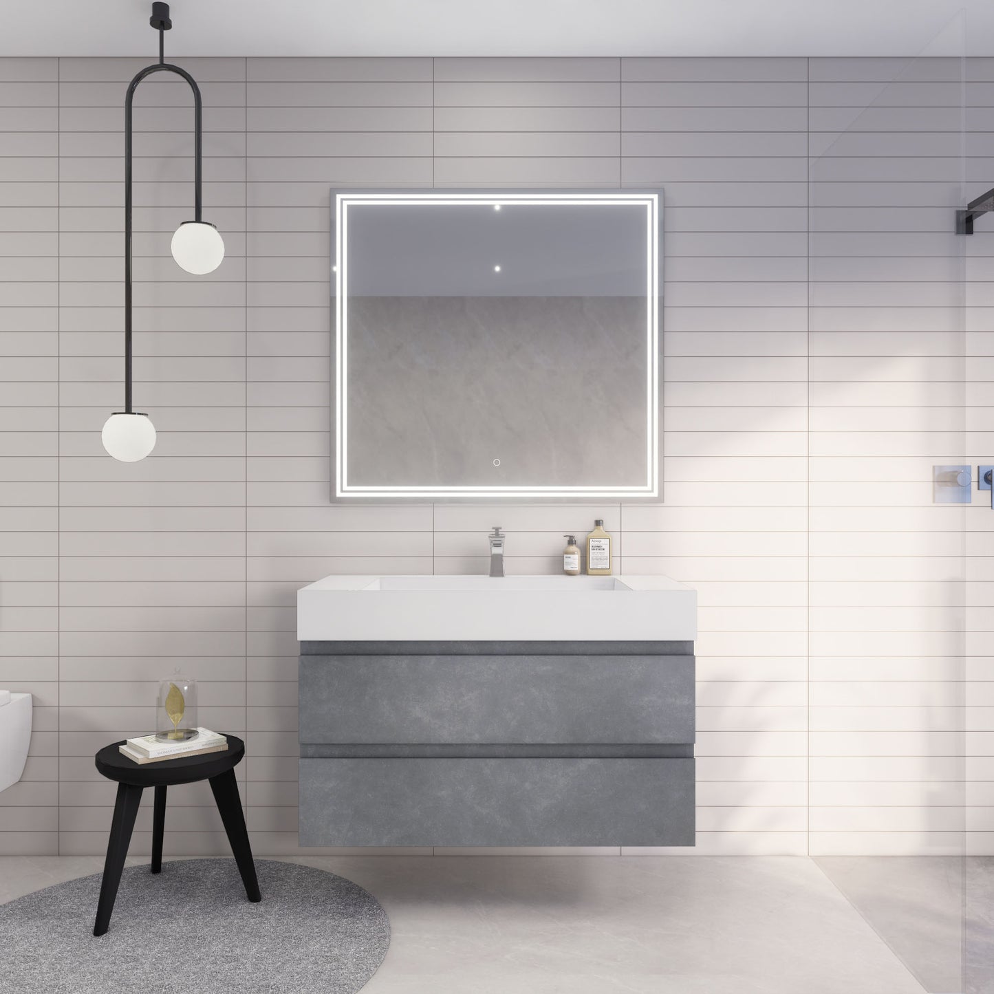 Monterey 42" Cement Gray Wall Mounted Vanity with Reinforced Acrylic Sink