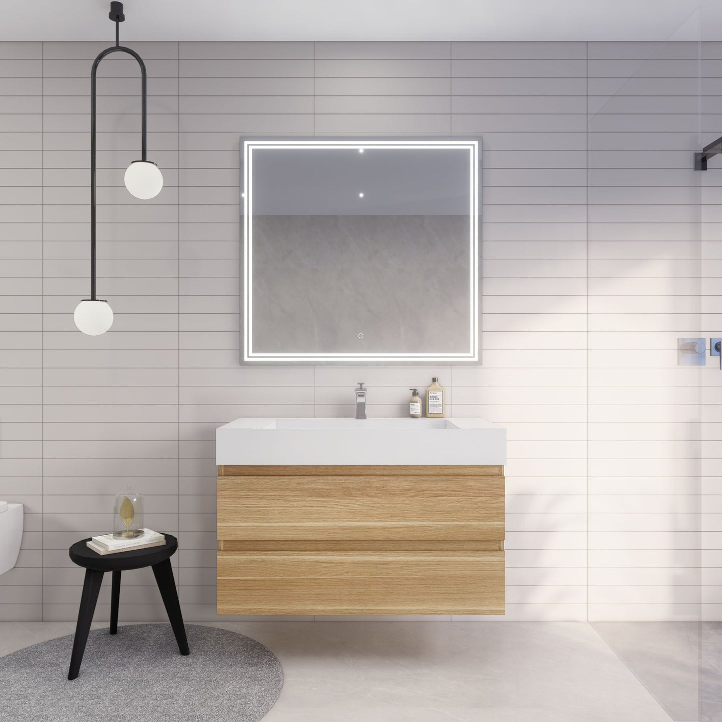 Monterey 42" White Oak Wall Mounted Vanity with Reinforced Acrylic Sink