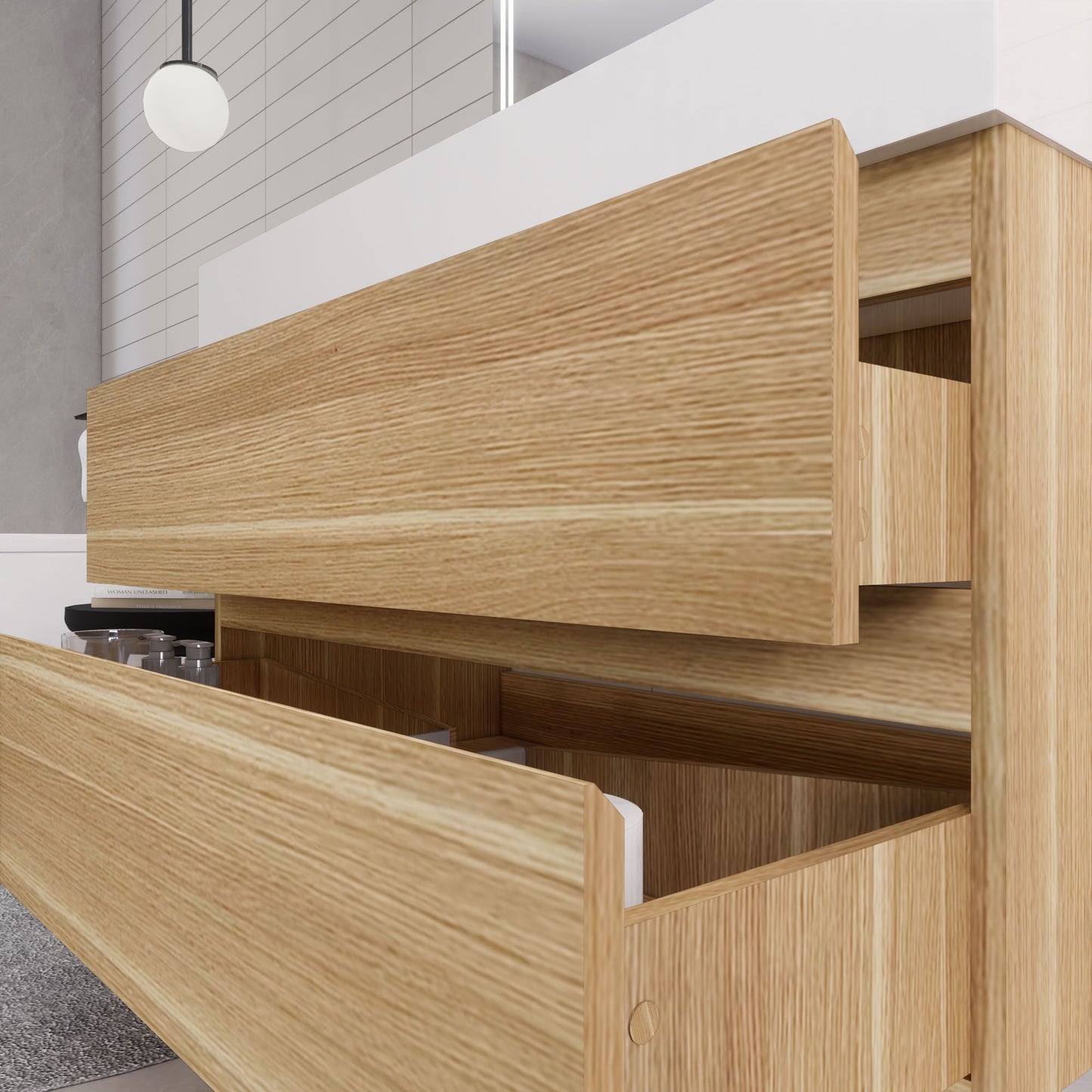Monterey 42" White Oak Wall Mounted Vanity with Reinforced Acrylic Sink