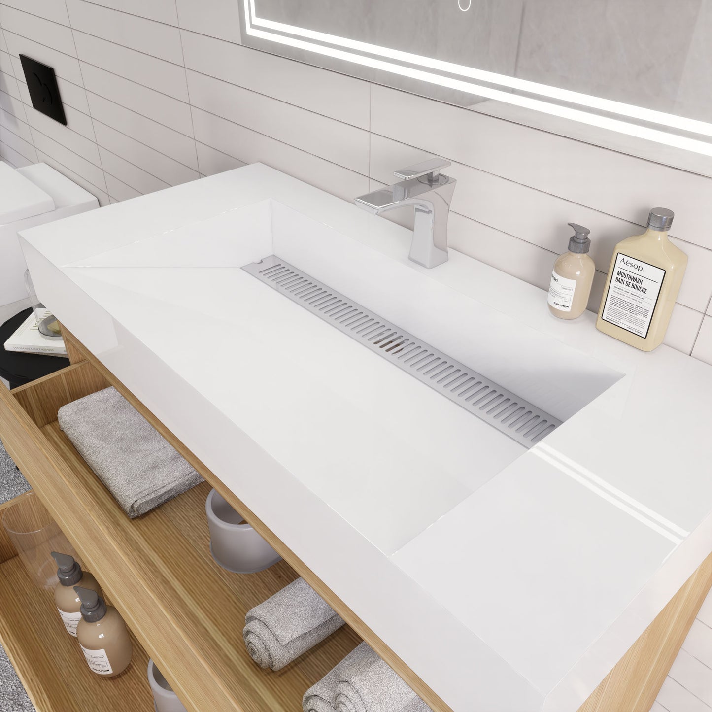 Monterey 42" White Oak Wall Mounted Vanity with Reinforced Acrylic Sink