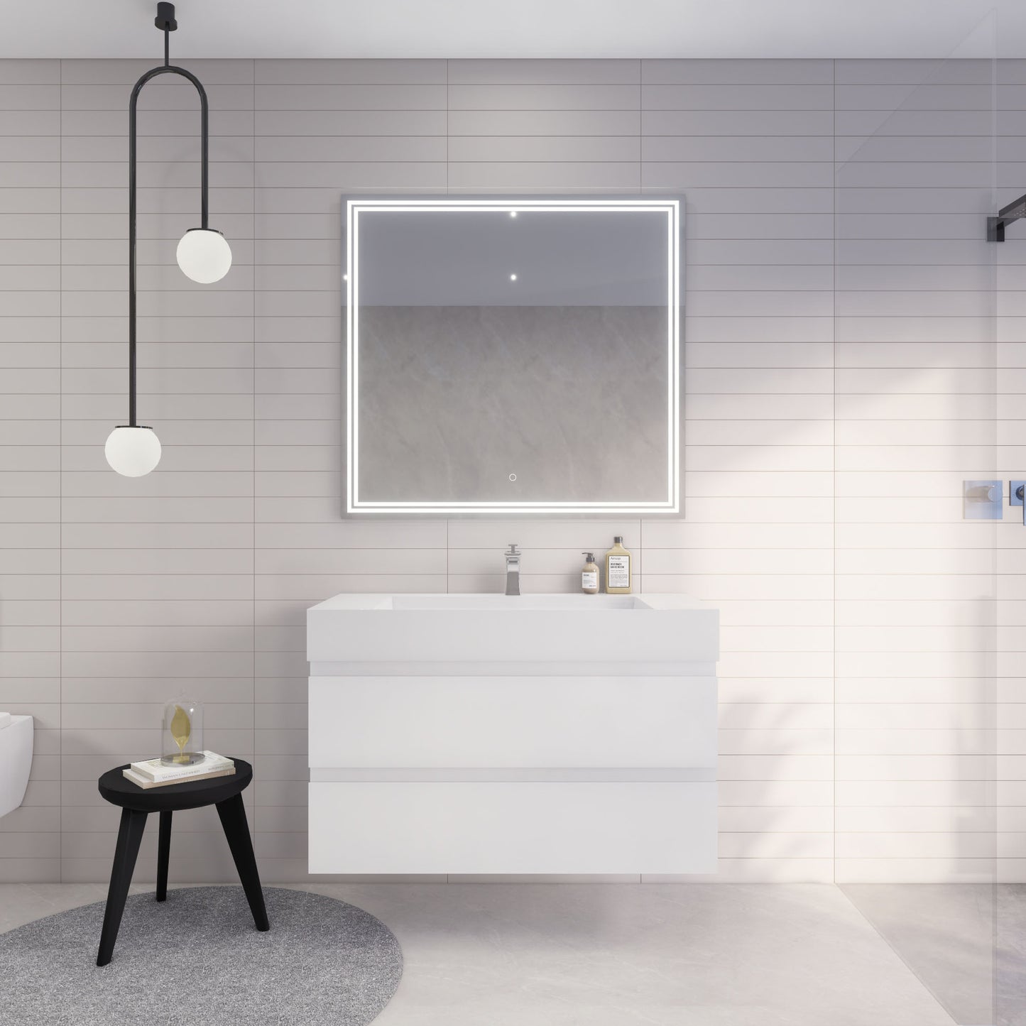 Monterey 42" Glossy White Wall Mounted Vanity with Reinforced Acrylic Sink