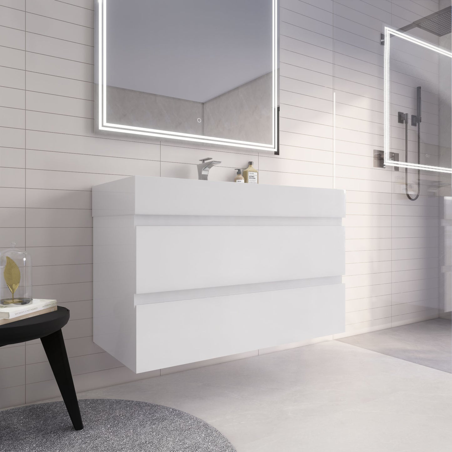 Monterey 42" Glossy White Wall Mounted Vanity with Reinforced Acrylic Sink